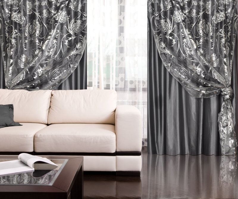 Curtains in the gray living room