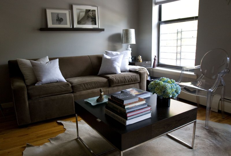 Gray sofa in the interior