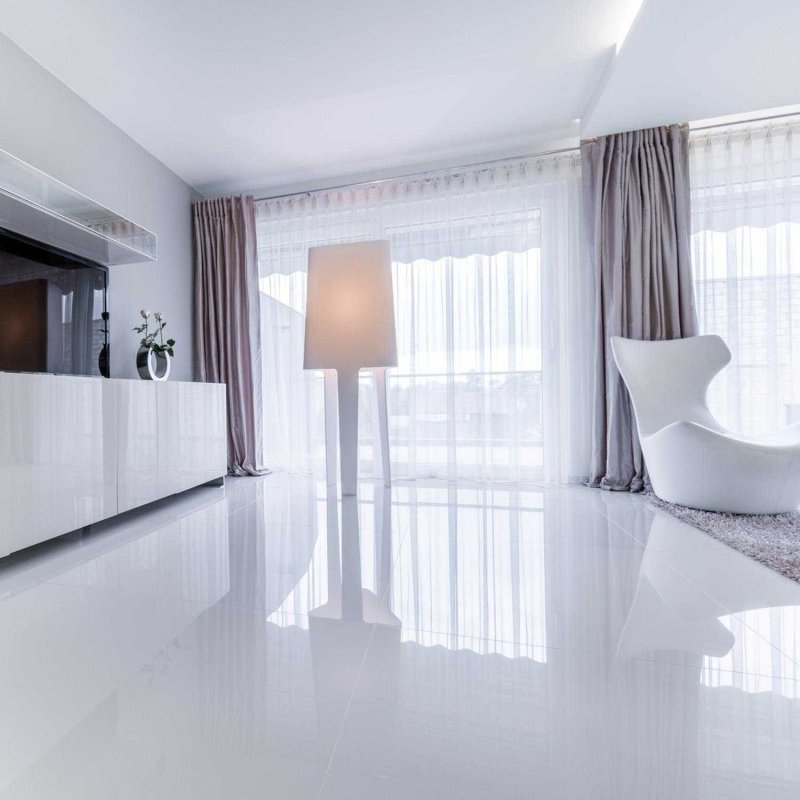 White glossy floor