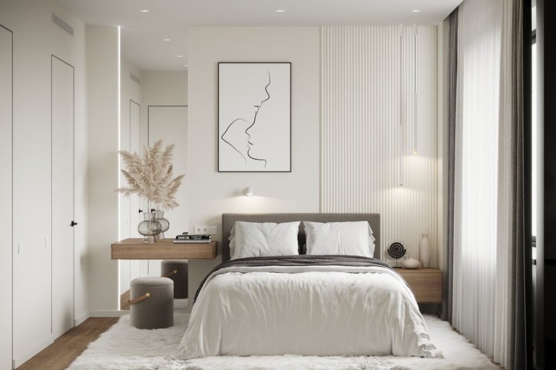 The bedroom in a modern style in light