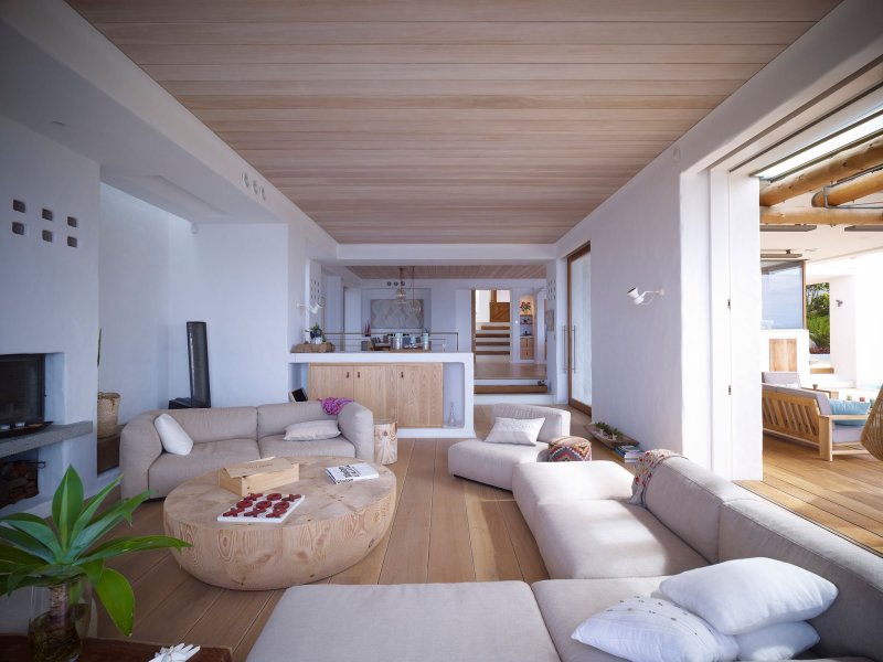 Wooden ceiling in the interior