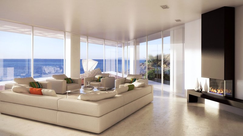 Living room with panoramic windows