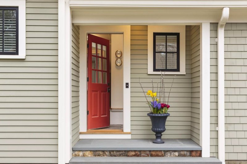 American -style entrance doors