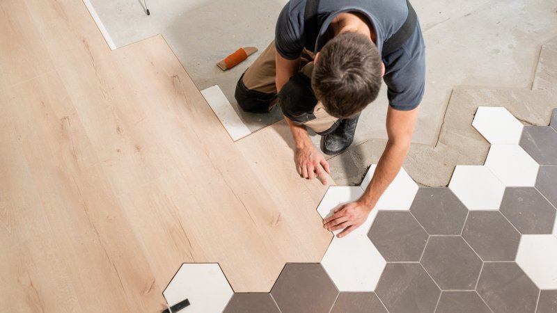 Hexagonal tiles for the floor