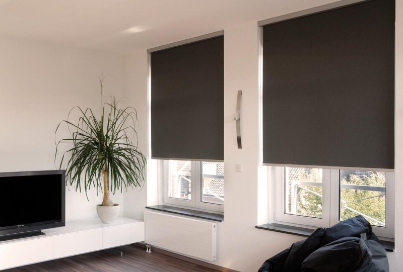 Black roller curtains