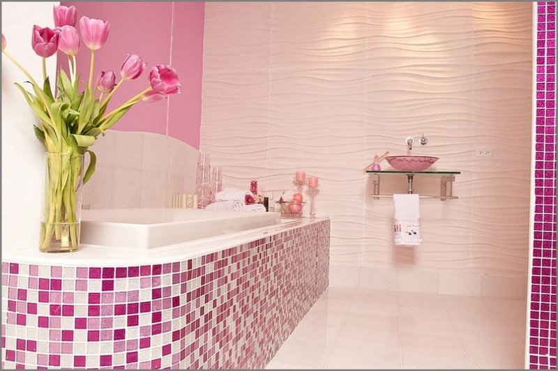 Pink mosaic for the bathroom