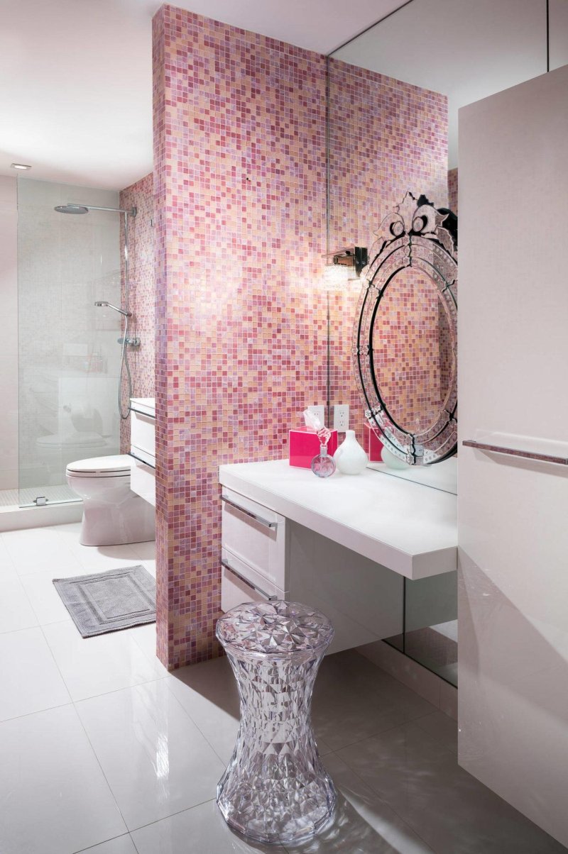 Bathroom mosaic pink