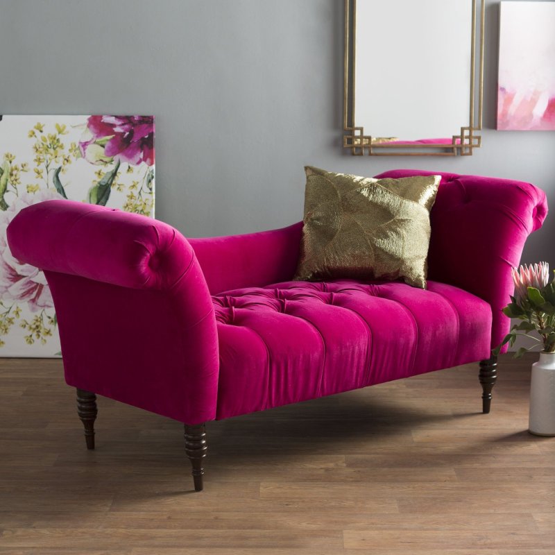 Pink velvet sofa