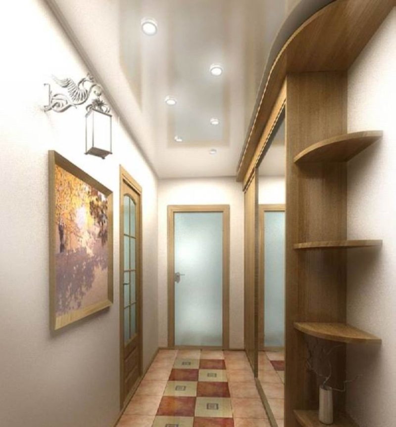 The interior of a narrow hallway