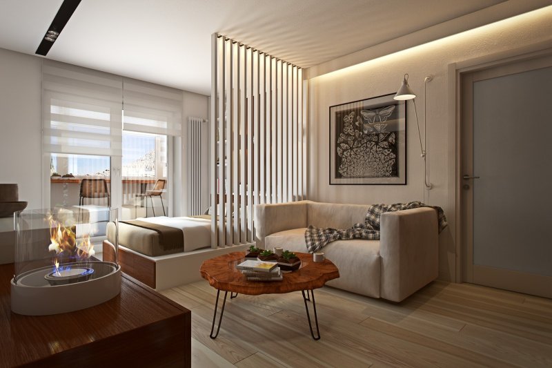 Interiors of apartments in a modern style