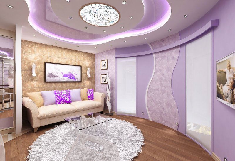 Living room in lilac tones