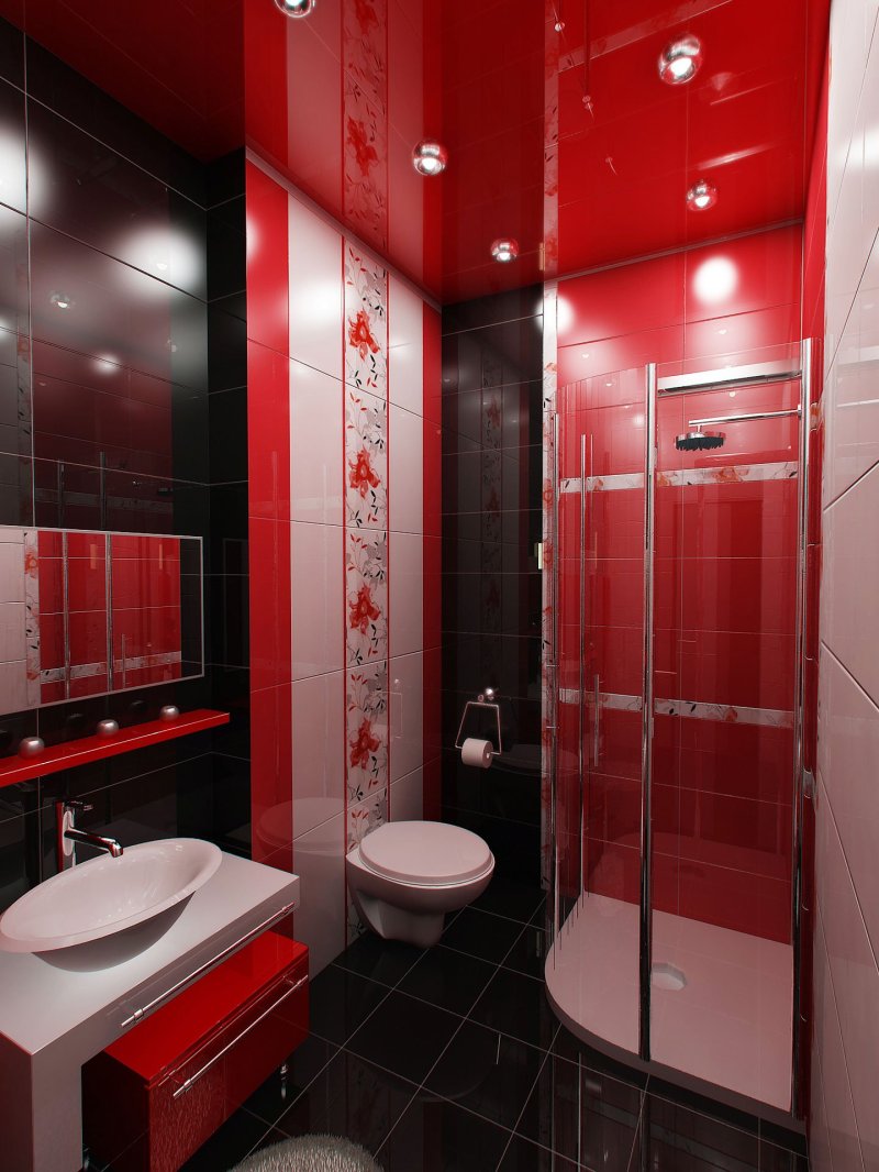 Red black bathroom