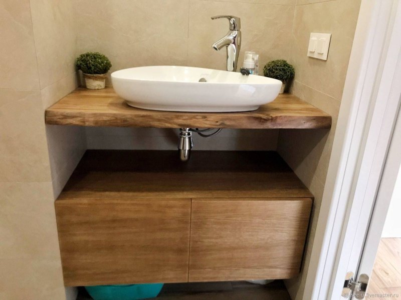 Countertop to the bathroom under the sink