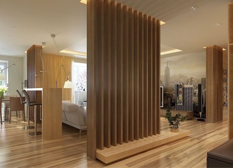 Wooden partitions for zoning