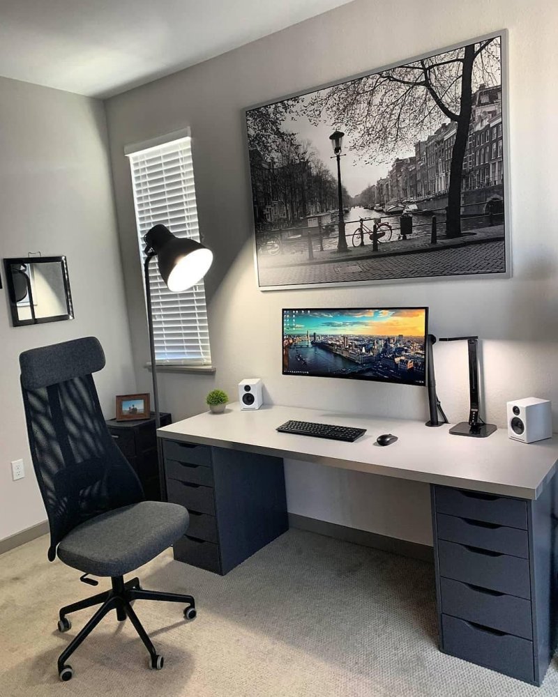 Computer table in the interior