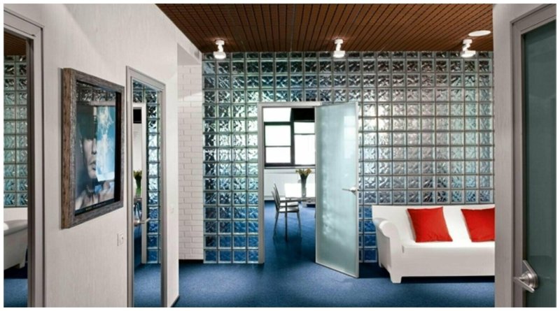 Glass blocks in a modern interior