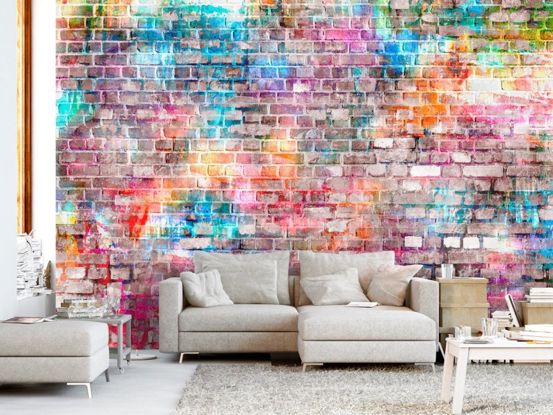 Multi -colored brick in the interior