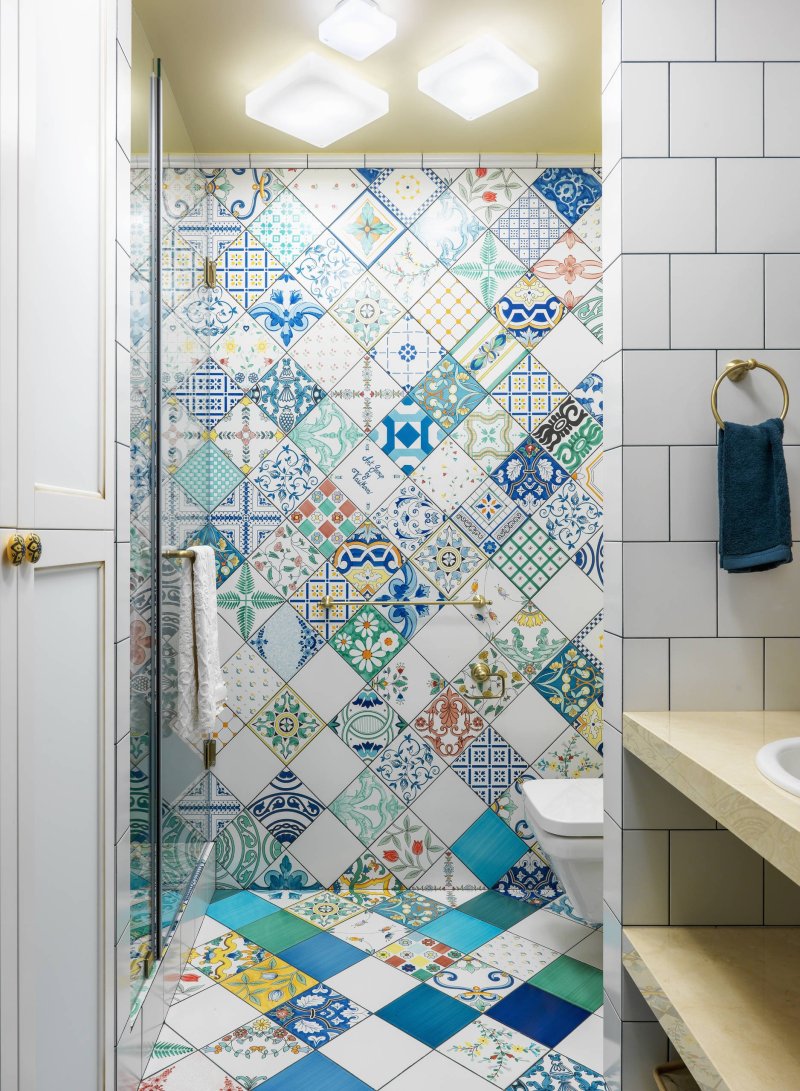 Patchwork bathroom tiles