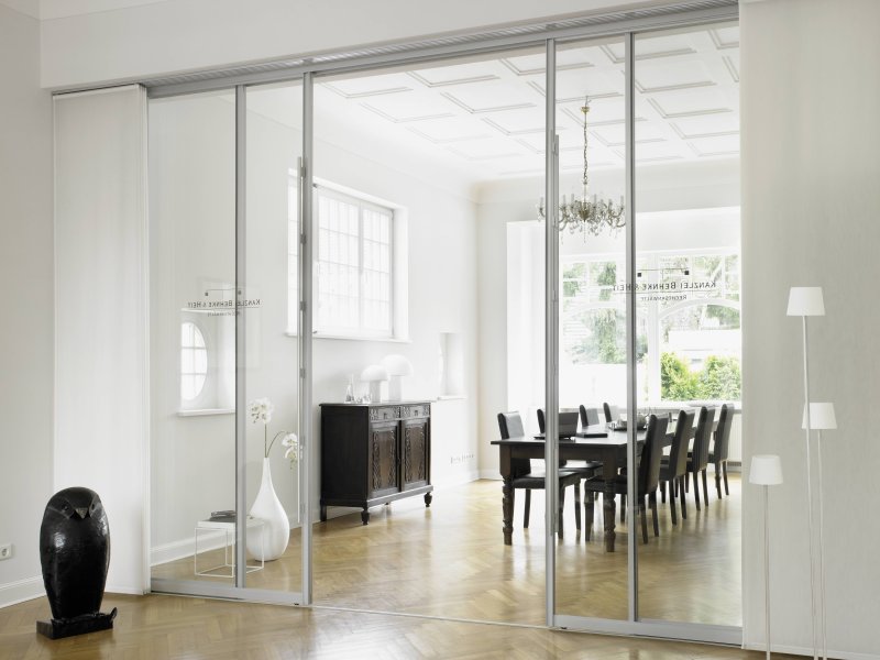 Sliding glass partitions