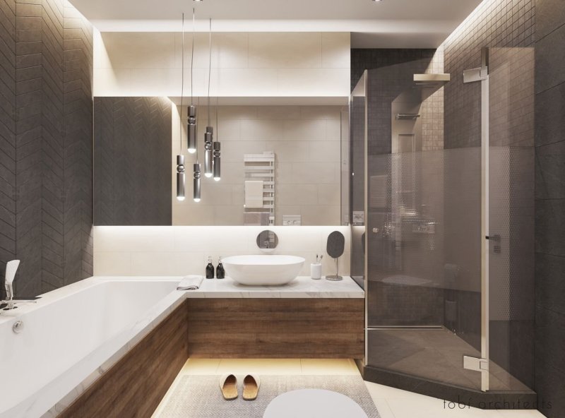 The modern interior of the bathroom