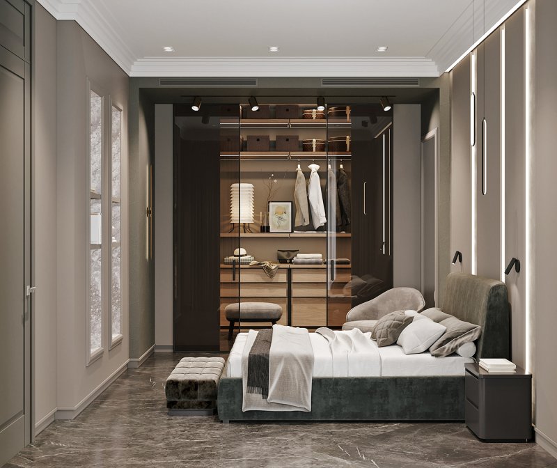 Wardrobe in the bedroom design