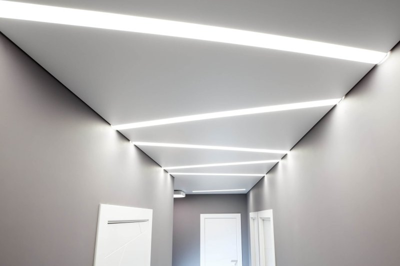 Light lines on a stretch ceiling