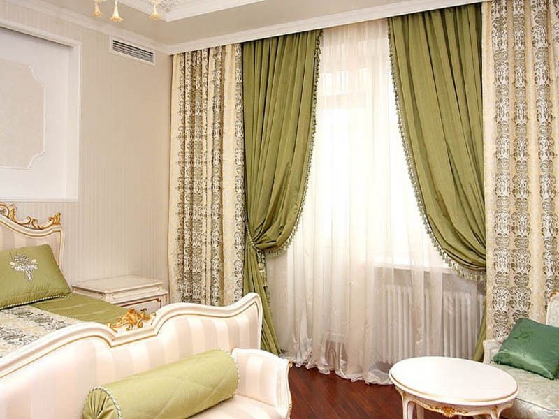 Curtains in the bedroom in a modern style