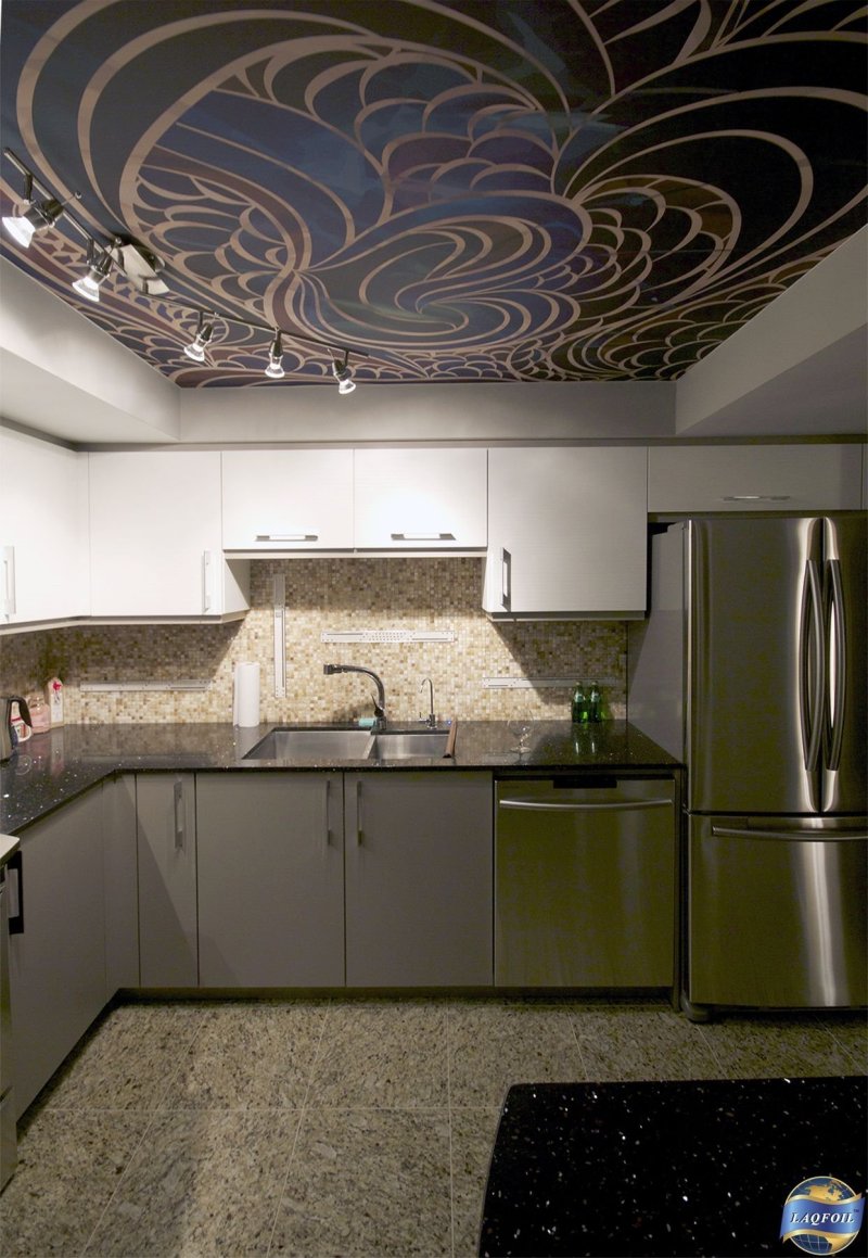 Stretch ceiling in the kitchen