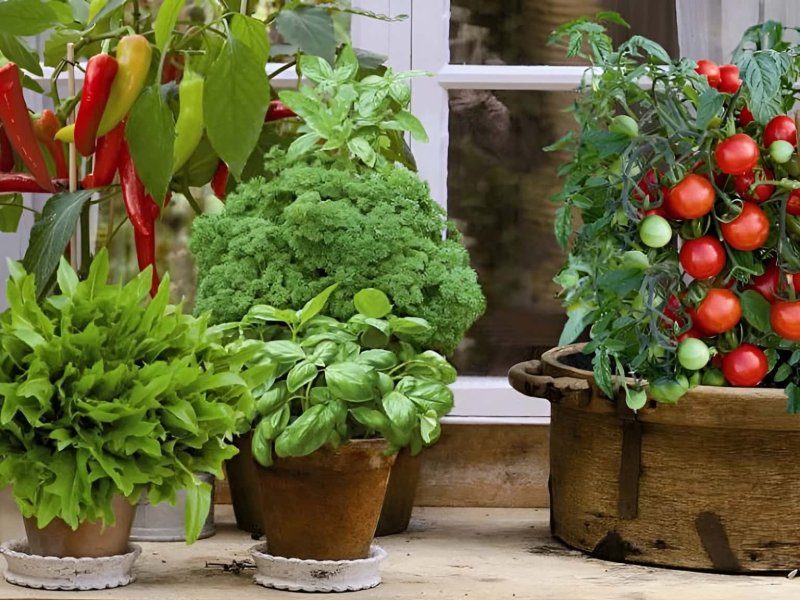 Garden on the windowsill in winter