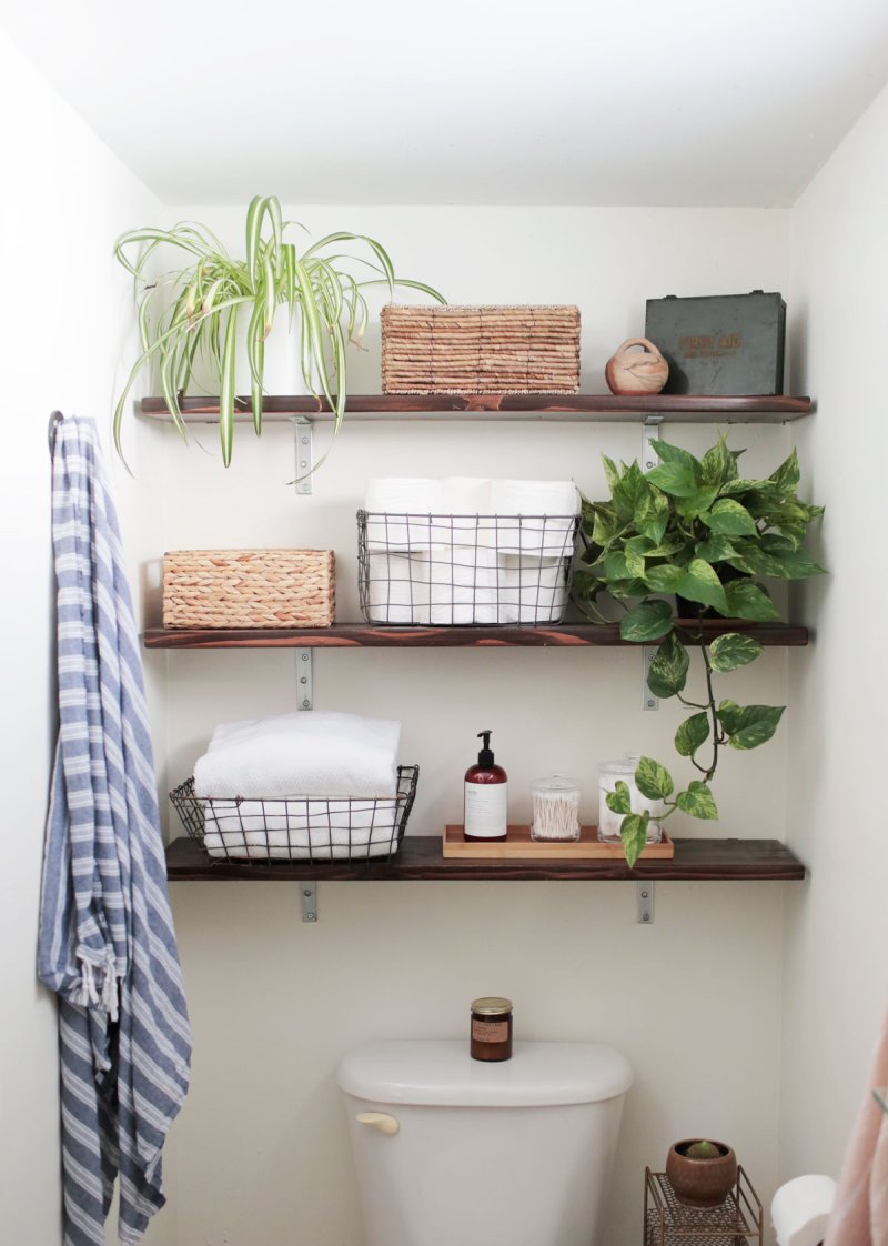 Shelves in the bathroom design