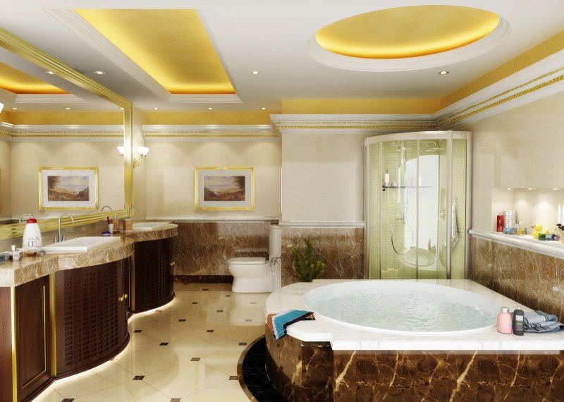 Ceiling design in the bathroom