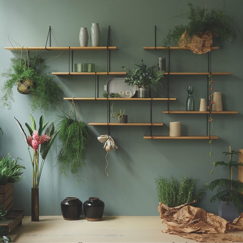 Decorative shelves on the wall