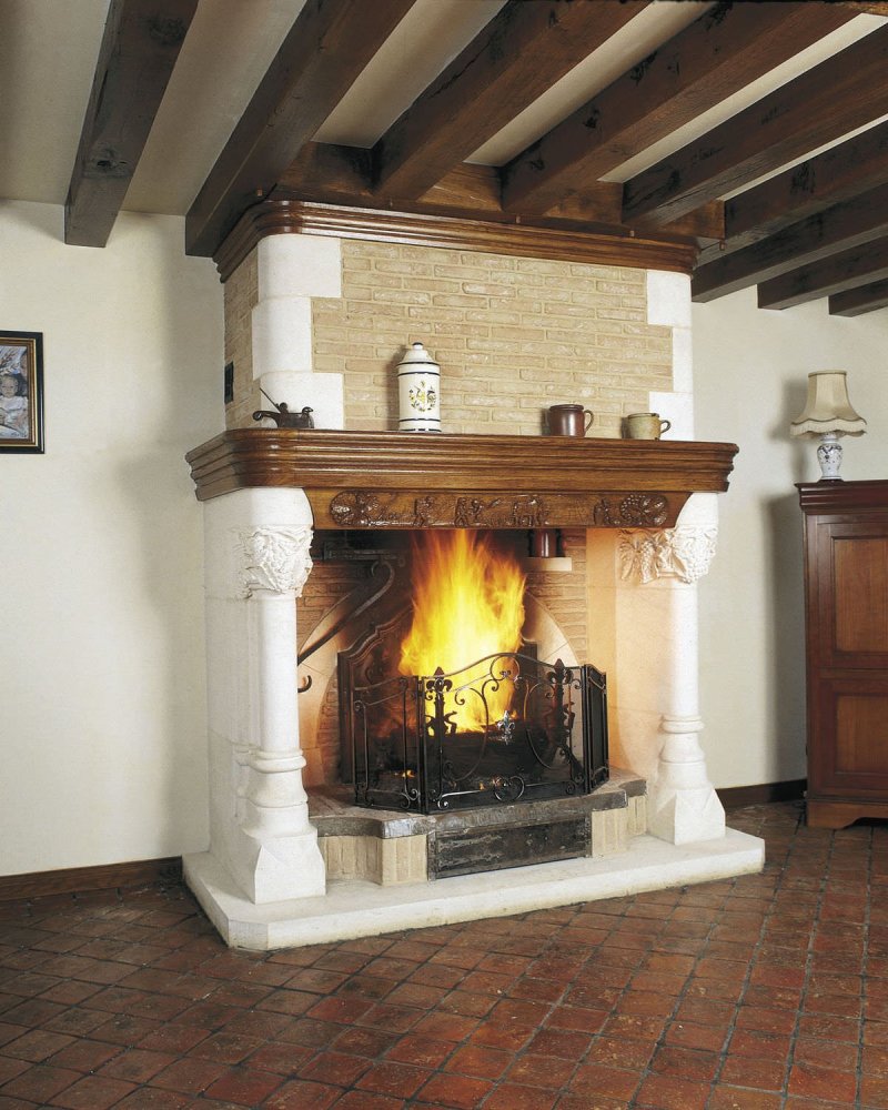 A fireplace in the house