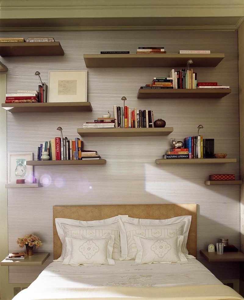 Shelves in the bedroom