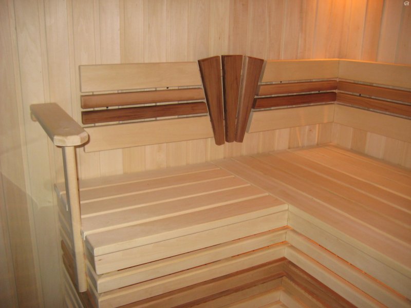 Shelves in the steam room