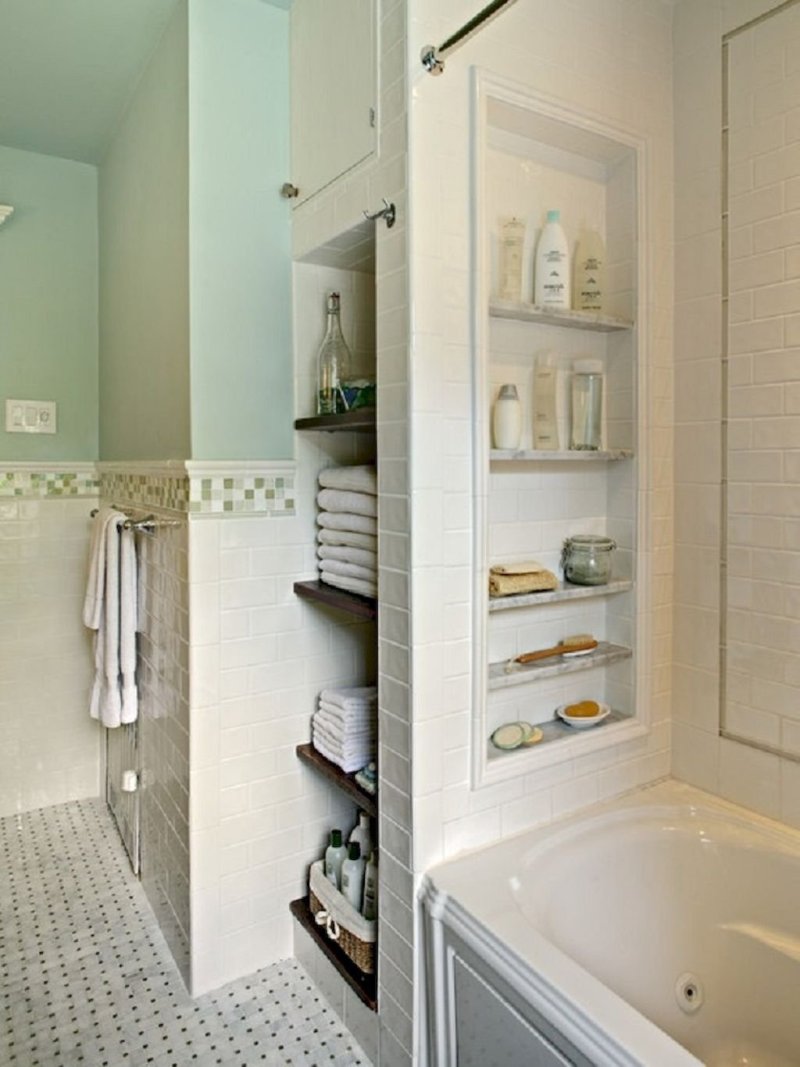 Built -in shelves in the bathroom