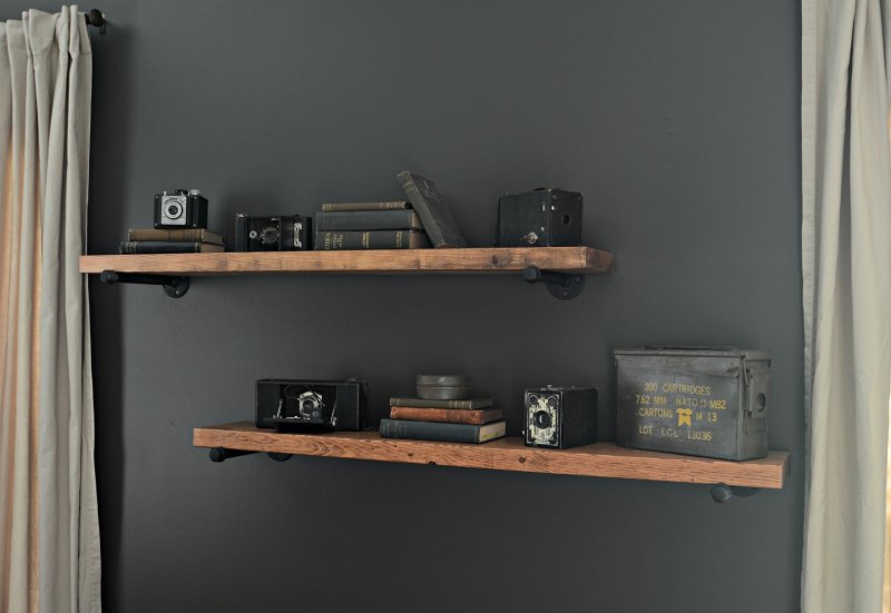 Shelves on the wall in the style of loft