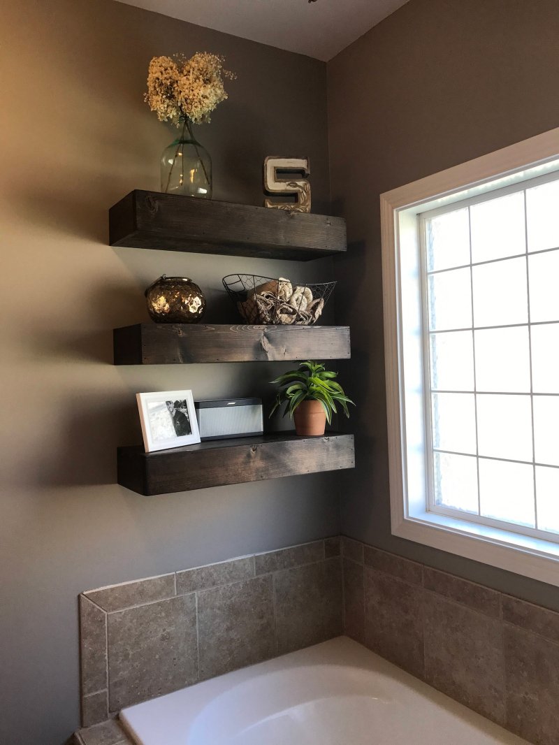 Shelves over the bathroom design