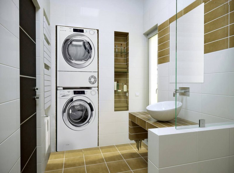 Wardrobe for the washing and drying machine in the bathroom