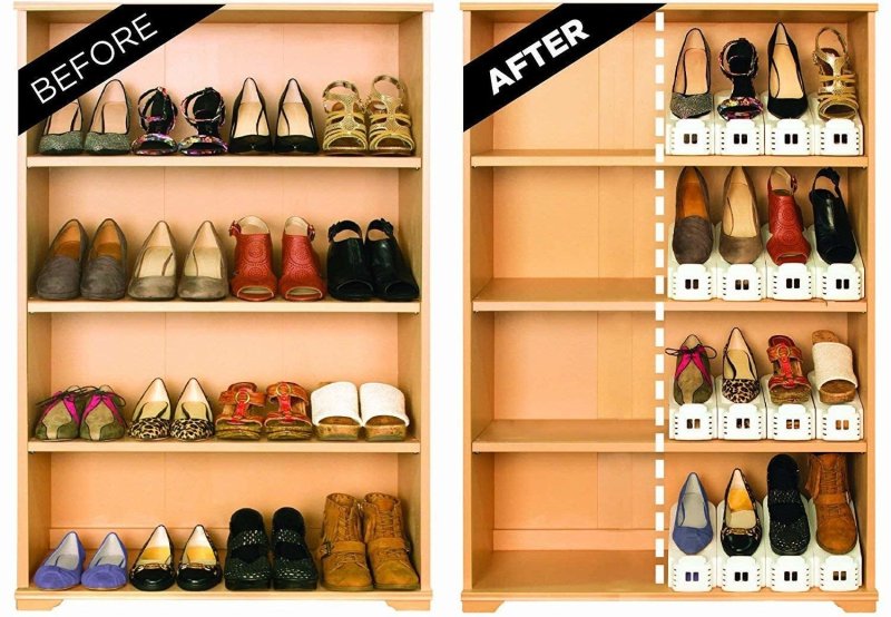 Shelves for shoes in the dressing room