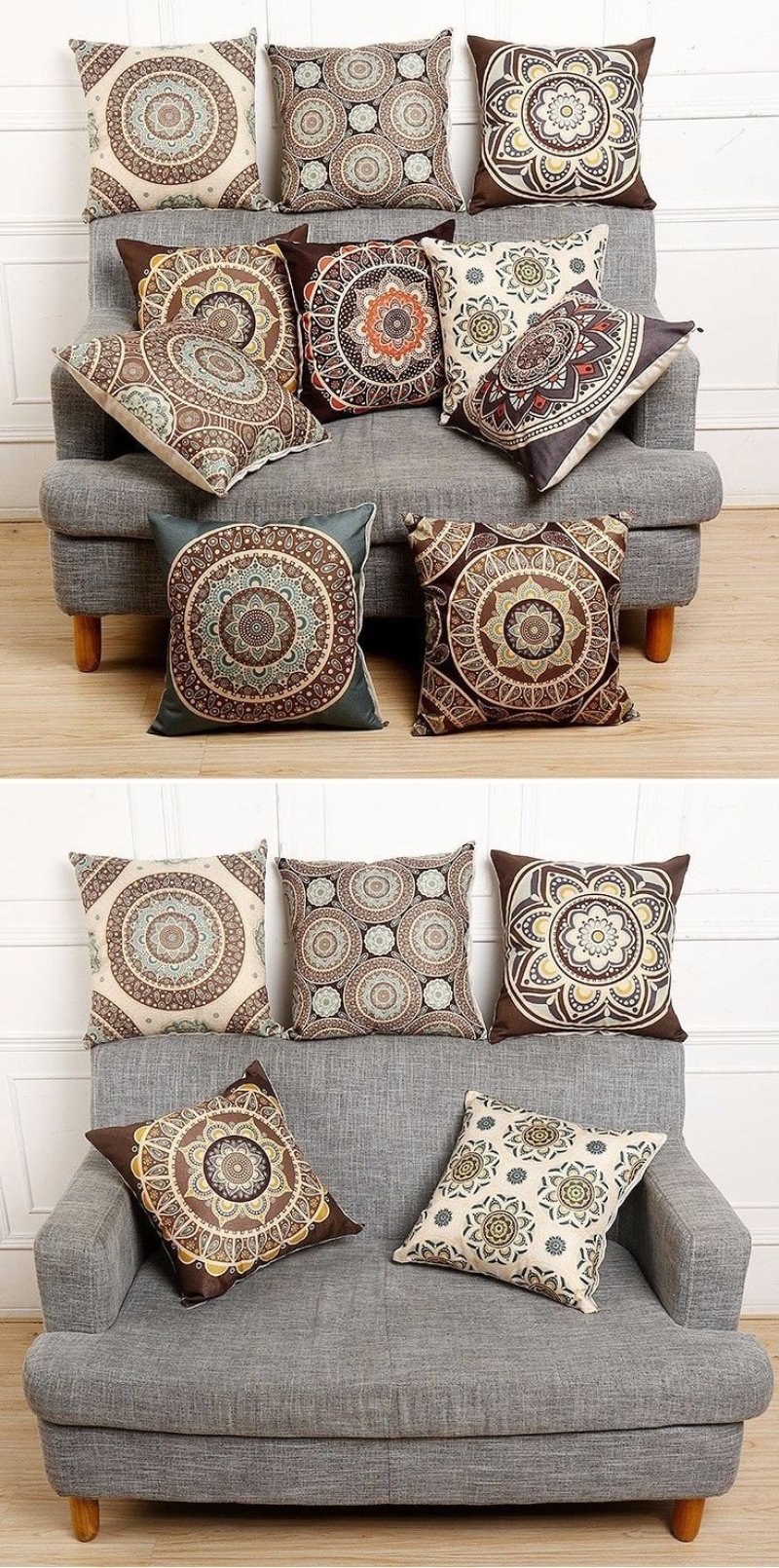 Decorative pillows on the sofa