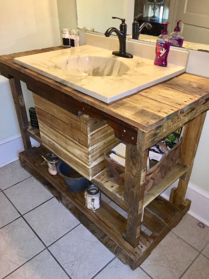 Wooden cabinet under the sink