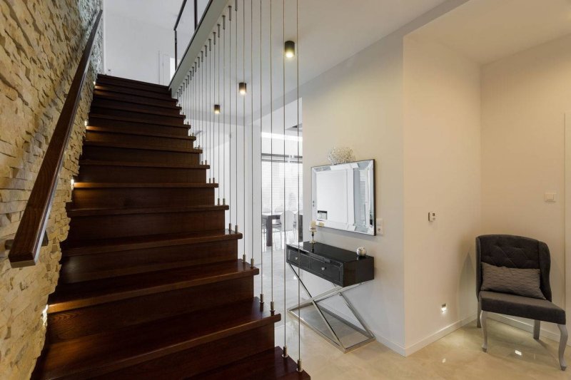 The staircase is modern