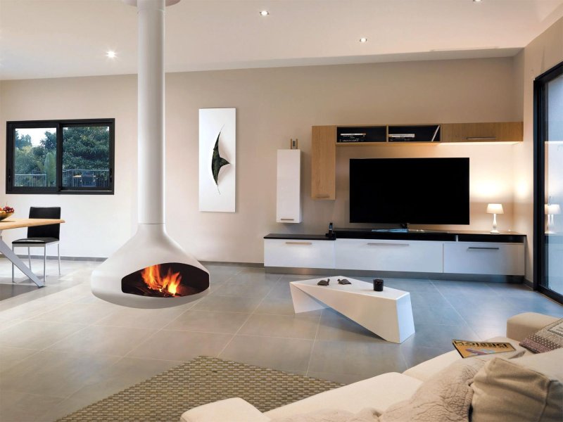 Fireplace in a modern interior