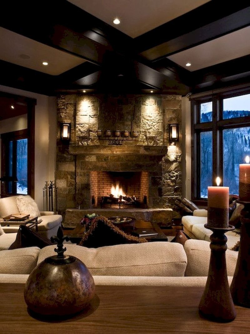 The living room with a fireplace