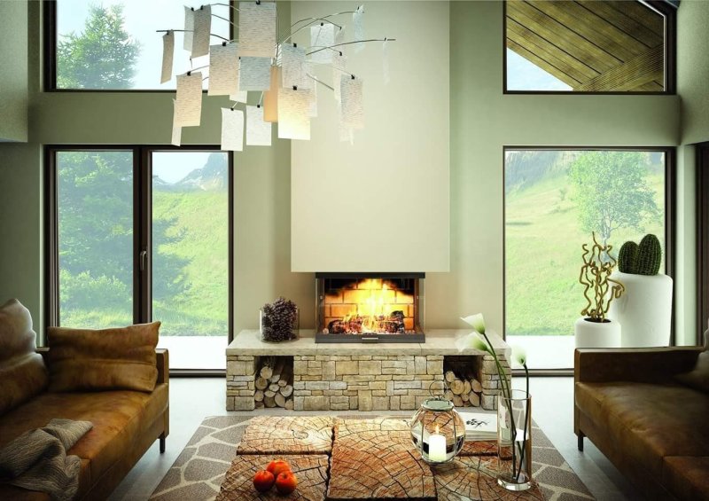 Fireplace in a modern interior