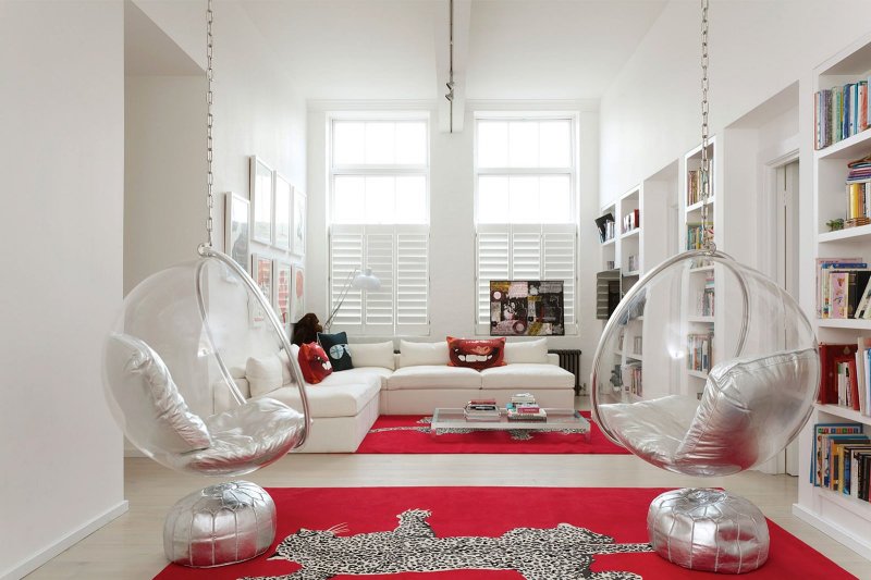 Suspended chair in the interior