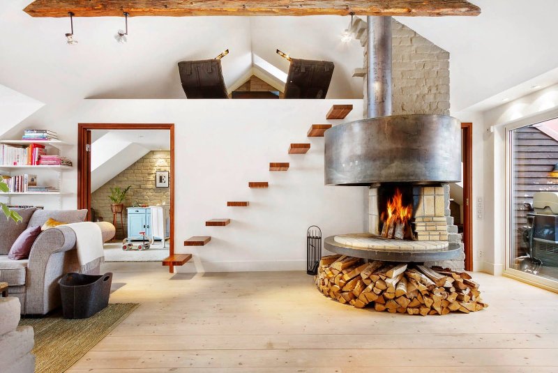 Loft -style fireplace