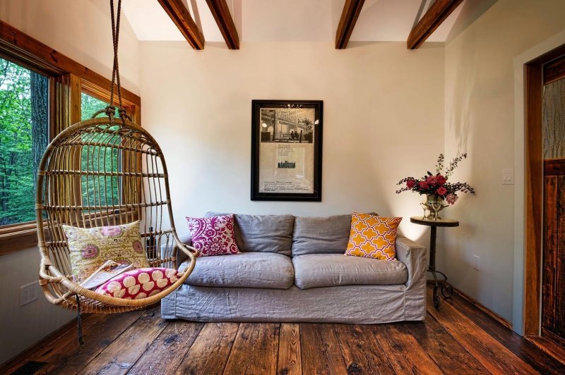 Suspended chair in the interior