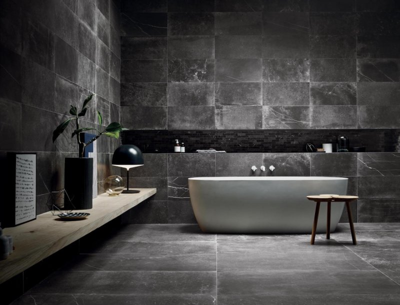 Large -format porcelain tile for metal